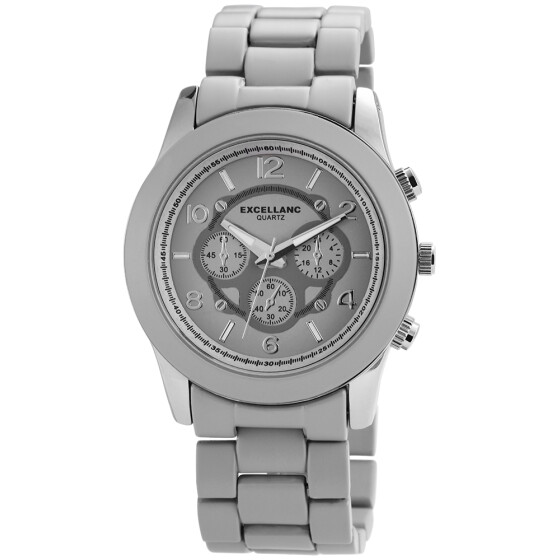Analog Damenuhr Metallarmband grau Quartzwerk großes Ziffernblatt