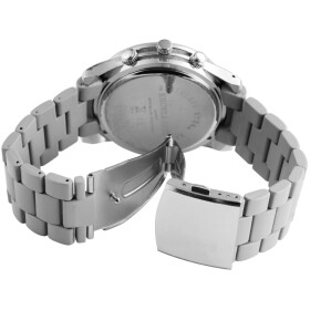 Analog Damenuhr Metallarmband grau Quartzwerk großes Ziffernblatt