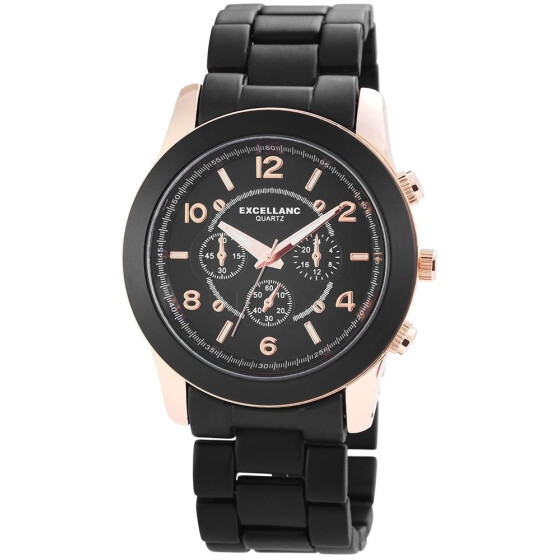 Damenuhr Metallarmband schwarz schwer Quartz Analog großes Ziffernblatt