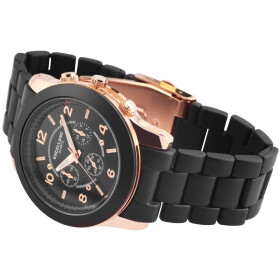 Damenuhr Metallarmband schwarz schwer Quartz Analog...