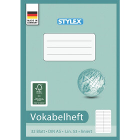Stylex 41205 Vokabelheft, Lineatur 53 DIN A5, 32 Blatt