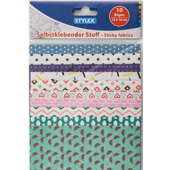 Bastelstoff selbstklebend 15x10cm 10 verschiedene Bogen Künstler Bastelbedarf Stylex 41367