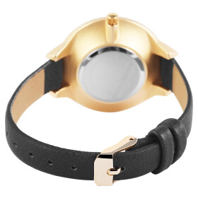 Analog Damenuhr Armbanduhr Kunstlederarmband schwarz Quartzwerk