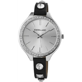 Excellanc Damenuhr Kunstlederarmband Uhr schwarz Analog