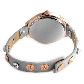 Excellanc Damenuhr mit grauen Kunstlederarmband - Crystalbesatz