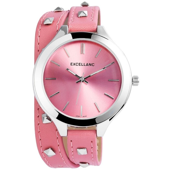 Excellanc 199225600001 Damenuhr mit Kunstleder Wickelarmband rosa