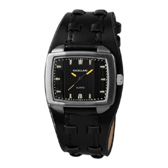 Herrenuhr Unterlegkunstlederband schwarz ohne Ziffern Analog Quartzwerk