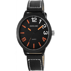 Herrenuhr Kunstleder Armbanduhr schwarz Excellanc...