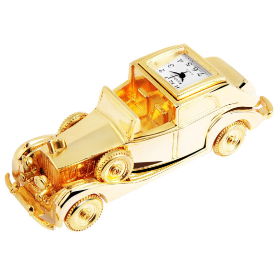 Miniaturuhr AUTO offen Größe 8,8 cm goldfarbig Royaltime
