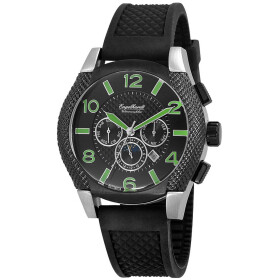 Automatik Herrenuhr Kautschukarmband schwarz grüne Ziffern 5 ATM Monats-/ 24 Std. Anzeige