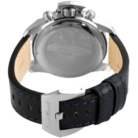 Chronograph Herrenuhr Lederarmband schwarz silbernes Gehäuse