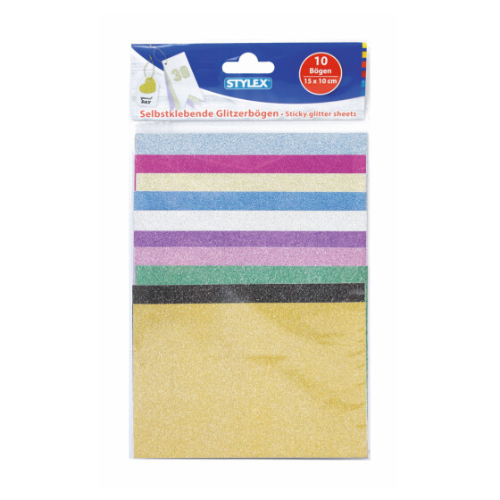 Glitzerpapier selbstklebend 10x15cm 10 Bögen Künstler Bastelbedarf Papier Stylex 46454