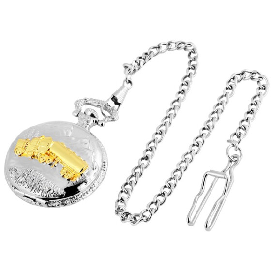 Taschenuhr "LKW" bicolour Analog Quartzwerk Edelstahlband Krone bei 12