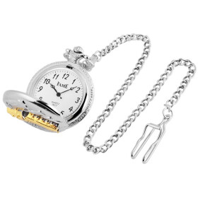 Taschenuhr "LKW" bicolour Analog Quartzwerk Edelstahlband Krone bei 12