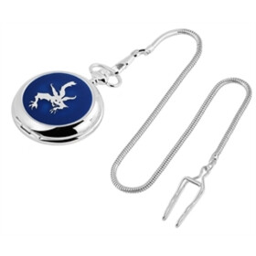 Taschenuhr Motiv Drache Deckel silber/blau Quartz Analog