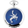 Taschenuhr Motiv Drache Deckel silber/blau Quartz Analog