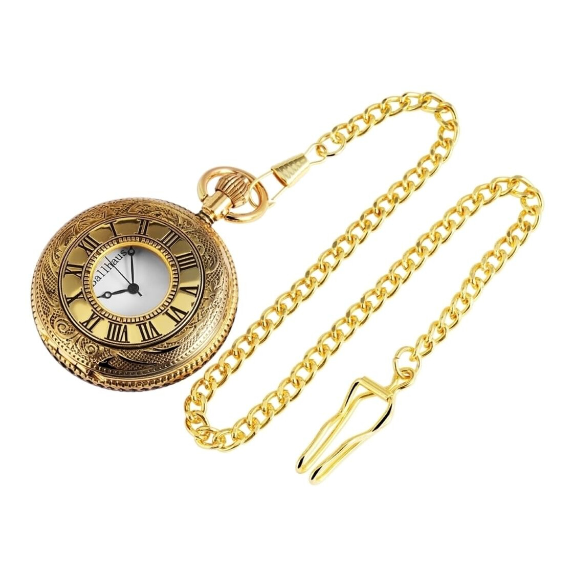 Goldene Taschenuhr Mit Gravur – Full Hunter Deckel, Quarz, Unisex, Geschenk