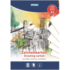 Zeichenkartonblock DIN A3 10 Blatt 190 g/m²  weiß