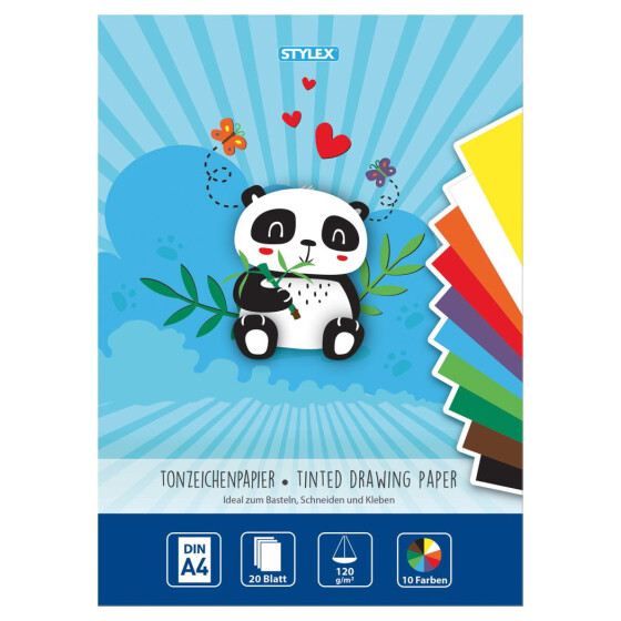 Tonzeichenpapier DIN A4 20 Blatt 110 g/m²  10 Farben Basten Schneiden