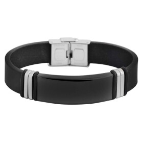 Armband aus Echtleder und Edelstahl schwarz Akzent...