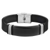 Armband aus Echtleder und Edelstahl schwarz Akzent 5040049-001