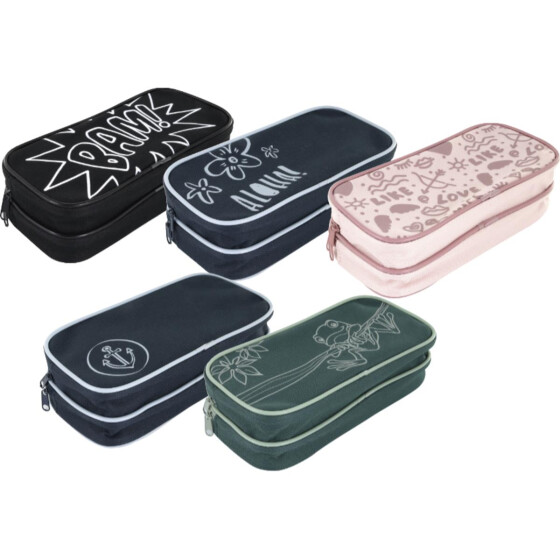 Stylex Doppelfaulenzer ca. 20 x 6,5 x 9,5 cm 2 Fächer 2 Reißverschlüsse 5 Designs