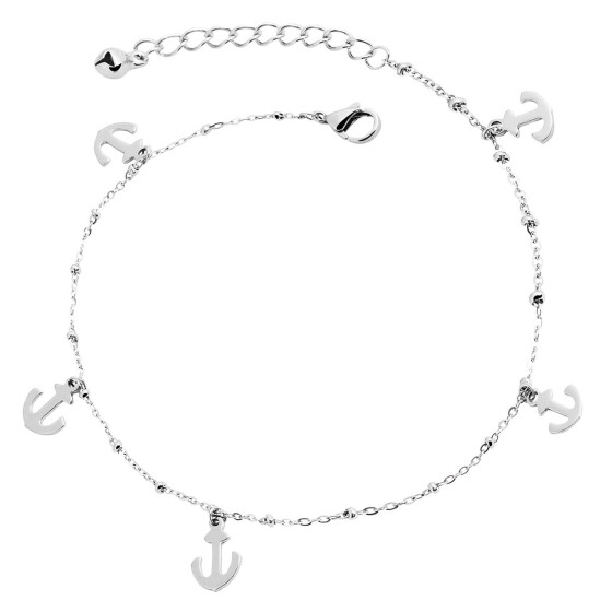 Akzent 5110001-001 Edelstahlfußkette silberfarben 22,5 + 5 cm Anker