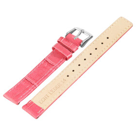Leder Uhrenband Armband pink 14 mm Stegbreite Dornschließe silberfarben