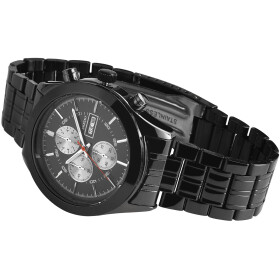 Herrenuhr Armbanduhr Edelstahl schwarz Chronolook...