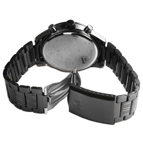 Herrenuhr Armbanduhr Edelstahl schwarz Chronolook Datumsanzeige Akzent