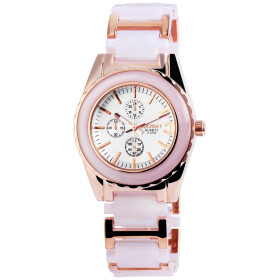 Damenuhr Edelstahlband rosegoldfarben / weiß 3 ATM...