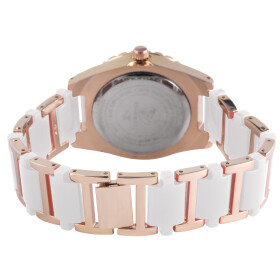 Damenuhr Edelstahlband rosegoldfarben / weiß 3 ATM Analog Quartz Chronolook