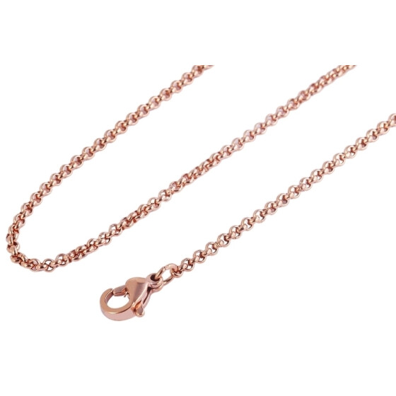 Edelstahl Damen Erbskette Länge: 70 cm Stärke 2 mm Rosegodfarben Akzent 5000010-0700