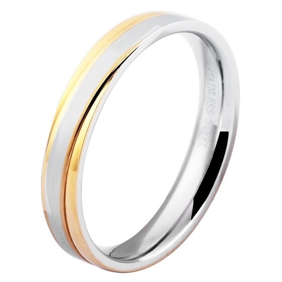 Akzent Herren Partnerring aus Edelstahl, Ringgröße: 70 bicolor