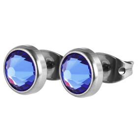 Ohrstecker Ohrschmuck klein silberfarbig blauer Stein Akzent