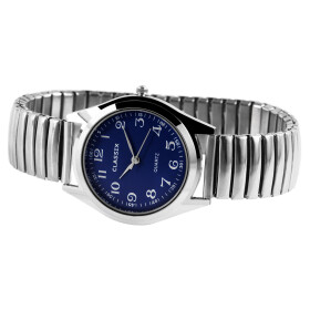 Classix Herrenuhr mit Metallzugband, silberfarben-blau