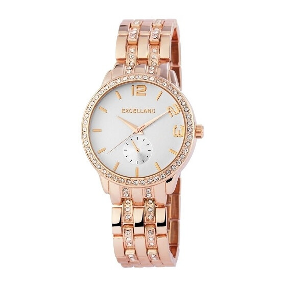 Excellanc 1800013-008 Analog Damenuhr mit Metallarmband rosegoldfarben