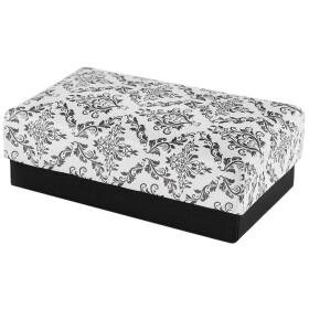 Schmuckbox Ringbox schwarz weißer Deckel Ornamentdruck 5 x 8  x 3 cm