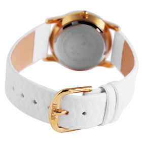 Akzent 1900046-002 Analog Damenuhr mit Kunstlederband weiß