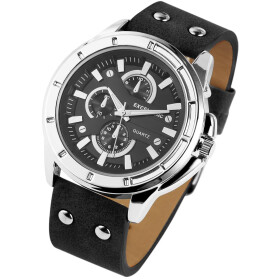 Herrenuhr Armbanduhr Kunstlederband schwarz Chronolook Excellanc 2900034-008 Analog