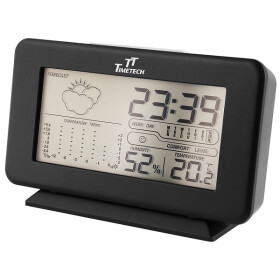 Wetterstation schwarz Wecker Schlummer Alarm Kalender Temperatur Uhrzeit 12/24
