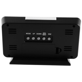 Wetterstation schwarz Wecker Schlummer Alarm Kalender Temperatur Uhrzeit 12/24