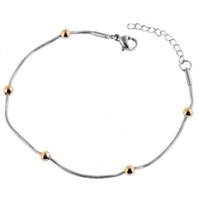 Kettenarmband Edelstahl silber-/goldfarbig Kunstperlen 18...