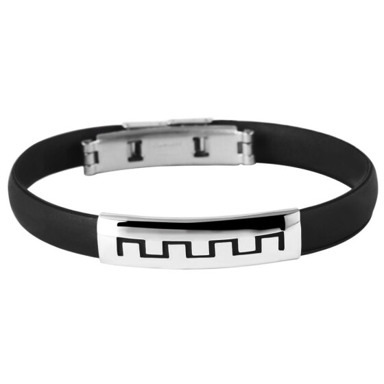 Akzent Schmuckarmband Kautschuk Edelstahl Schwarz Faltschließe