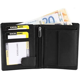 Herren Geldbörse Leder schwarz 9 x 11 cm Hochformat...