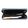 Damen Geldbörse Kunstleder 19 x 10 cm blau Sterne braun Reißverschluss