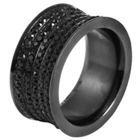 Damenring Ring Fingerring Edelstahl schwarz Steinbesatz...