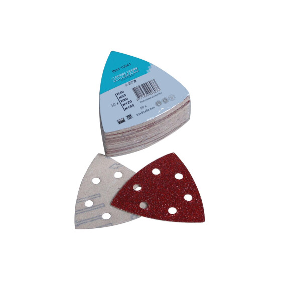 Schleifdreiecke Set 50 tlg. 10X K40-60-80-120-180 Werkzeug Schleifmittel ToolTech 10841