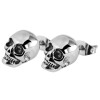 Edelstahl Ohrstecker Totenkopf silberfarben schwarz poliert  1,3 cm Länge Flügelschraube Akzent 5050062-001