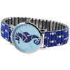 Excellanc 1700006-003 Damenuhr mit Metallzugband blau/weiß Seepferdchen
